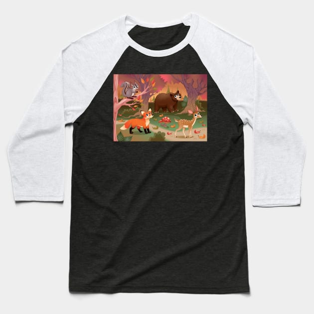 Woods Animals Baseball T-Shirt by ddraw